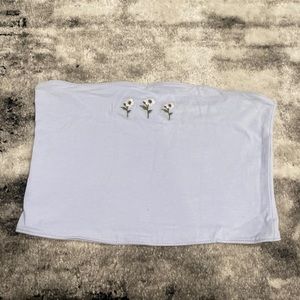 Light blue reversible floral print hollister tube top